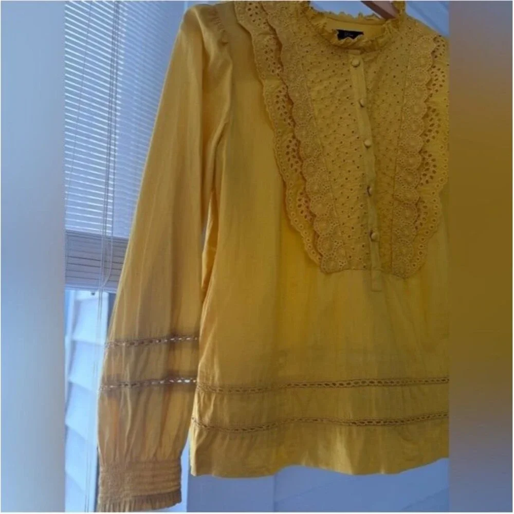 J.Crew Yellow Lace Accent Blouse